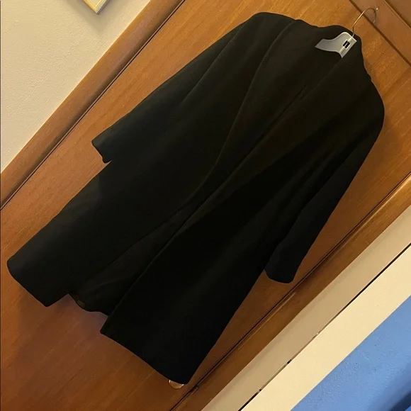 VINTAGE super soft Cashmere Wrap vintage "robe" Black Coat - Picture 5 of 15